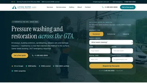 Living Water Pressure Wash — Services · Lead generation